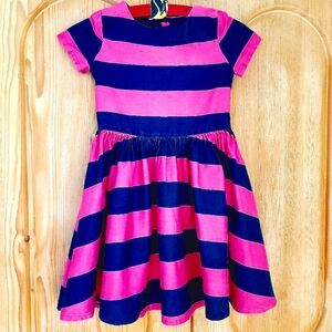 Lands' End Pink and Blue Striped Dress Size 5